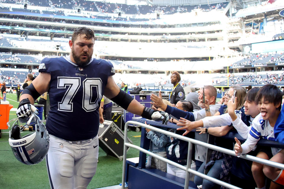 Zack Martin is now the eighth-highest paid guard in the NFL. In order to get him closer to the top, the Cowboys might want to look at what the Rams did with Aaron Donald. (Photo by Richard Rodriguez/Getty Images)