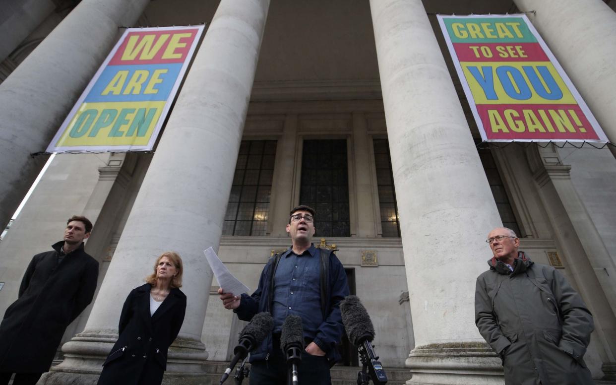 Burnham delivers his speech refusing to accept Tier 3 restrictions on Thursday - MARTIN RICKETT/POOL/AFP via Getty Images