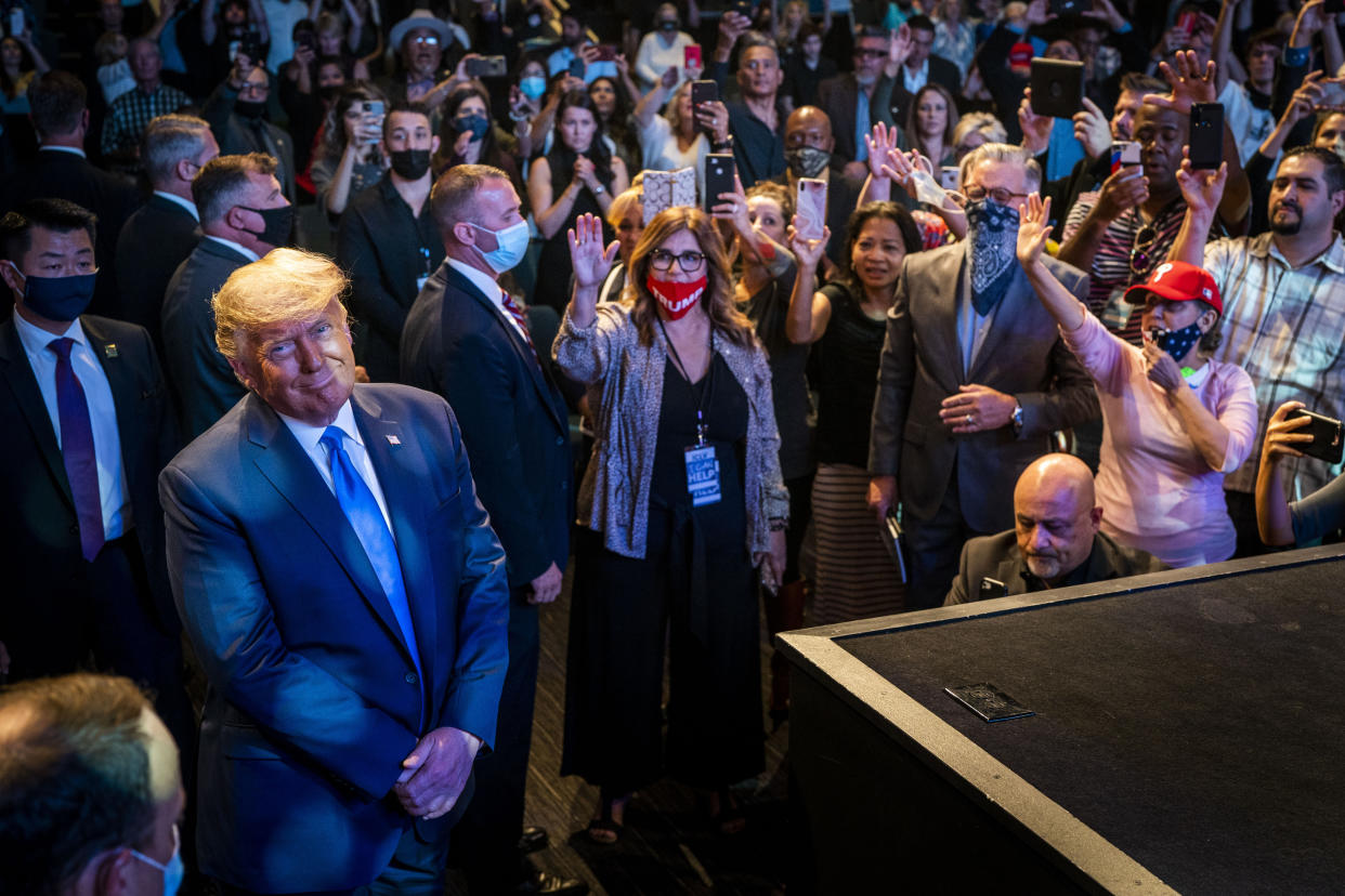 El presidente Donald Trump durante un evento de campaña en la Iglesia Internacional de Las Vegas, el 18 de octubre de 2020. (Doug Mills/The New York Times)