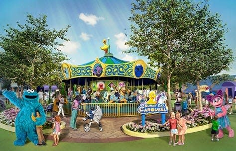 The Sunny Day Carousel at Sesame Place, which will feature two Low Sensory Days in the month of June.