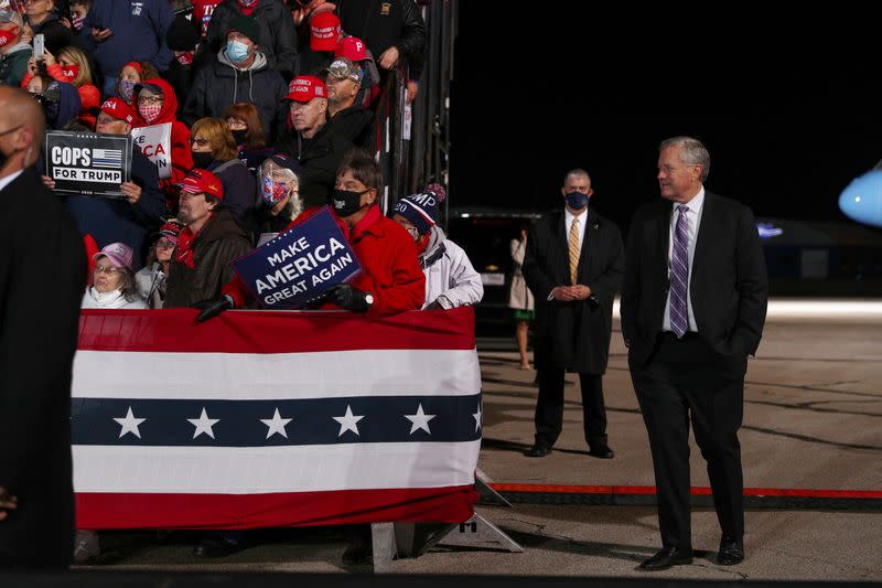 U.S. President Donald Trump holds a campaign rally at Erie International Airport