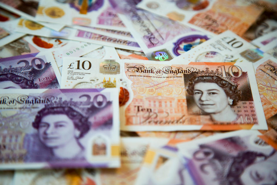 UNITED KINGDOM - 2020/08/19: In this photo illustration, a collection of British ten and twenty pound sterling banknotes are displayed. (Photo Illustration by Dinendra Haria/SOPA Images/LightRocket via Getty Images)