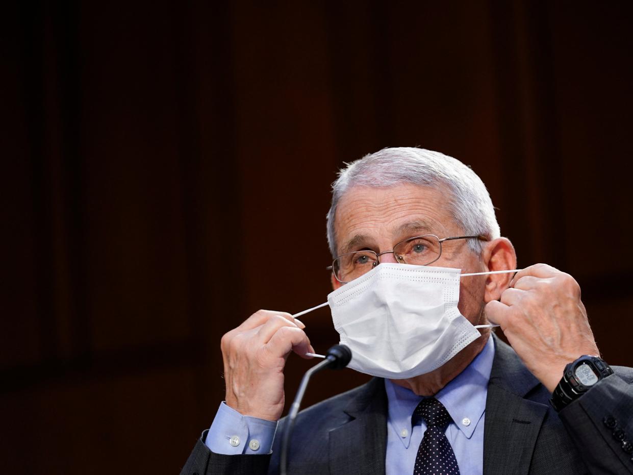 <p>Dr Anthony Fauci warns US not yet turning a corner on Covid</p> (REUTERS)