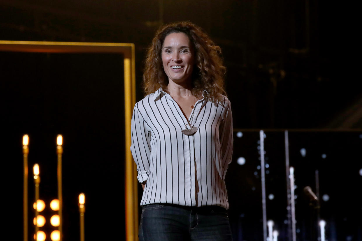 PARIS, FRANCE - JUNE 19: Evening presenter Marie-Sophie Lacarrau attends the Recording of the 32nd "Nuit des Molieres" at "Theatre du Chatelet" on June 19, 2020 in Paris, France. Because of the Covid-19, the ceremony is not live, but recorded over several days and will be broadcast on June 23, 2020 on France 2 TV chanel. (Photo by Bertrand Rindoff Petroff/Getty Images)