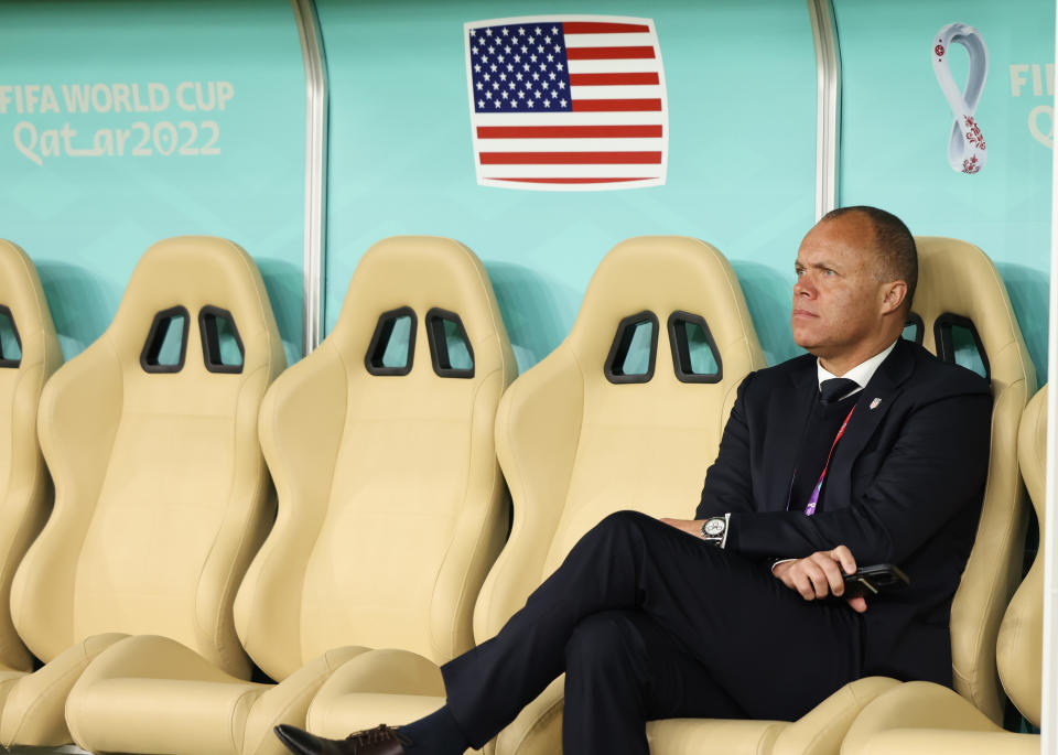 DOHA, QATAR - NOVEMBER 29: Earnie Stewart USMNT General Manager before a FIFA World Cup Qatar 2022 Group B match between Iran and USMNT at Al Thumama Stadium on November 29, 2022 in Doha, Qatar. (Photo by John Dorton/ISI Photos/Getty Images)