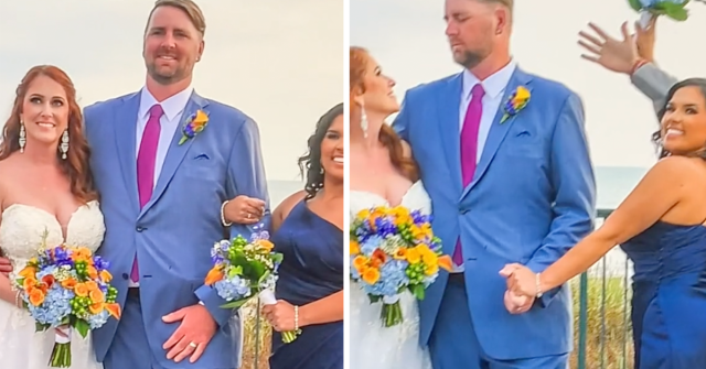 People were shocked by how chummy the bridesmaid was with the groom. Source: TikTok