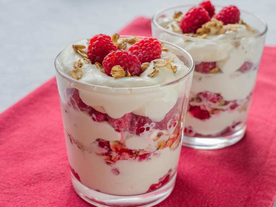 traditional scottish cranachan on a red cloth