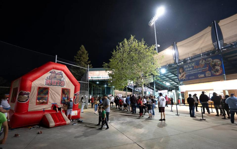 Kids fun zone at the Modesto Nuts game with Lake Elsinore at John Thurman Field in Modesto, Calif., Tuesday, April 9, 2024. Andy Alfaro/aalfaro@modbee.com