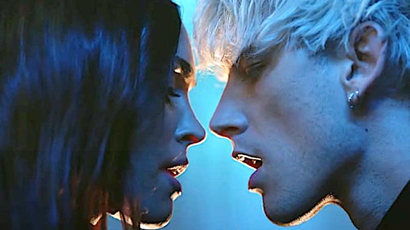 Megan Fox and Machine Gun Kelly share a sizzling moment in "Blood Valentine." (Photo: YouTube)