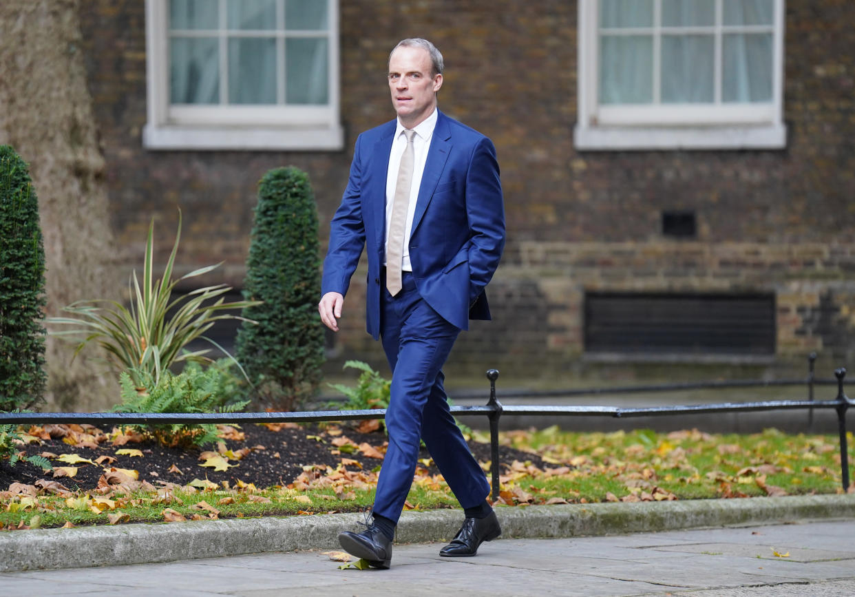 Dominic Raab arriving in Downing Street, London after Rishi Sunak has been appointed as Prime Minister. Picture date: Tuesday October 25, 2022.