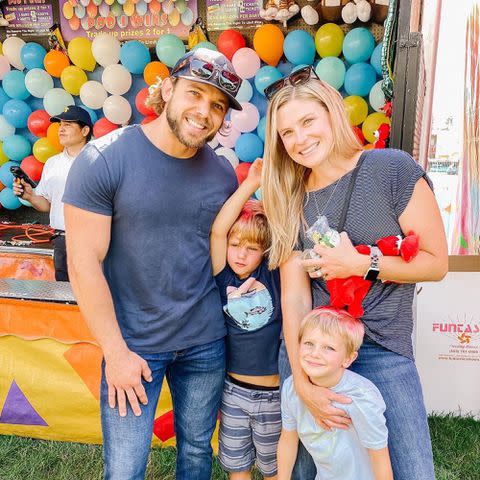 <p>Max Thieriot Instagram</p> Max Thieriot and Lexi Murphy with their kids Beaux and Maximus.