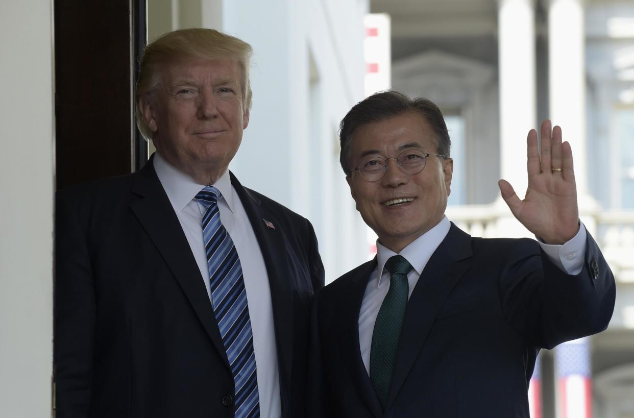 President Donald Trump welcomes South Korean President Moon Jae-in to the White House: AP