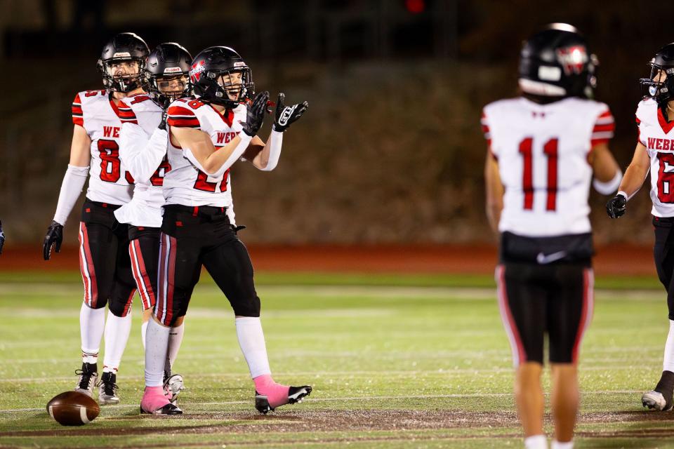 Weber High School plays Davis High School in the second round of the Class 6A state tournament for high school football at Davis High School in Kaysville on Friday, Oct. 27, 2023. | Megan Nielsen, Deseret News