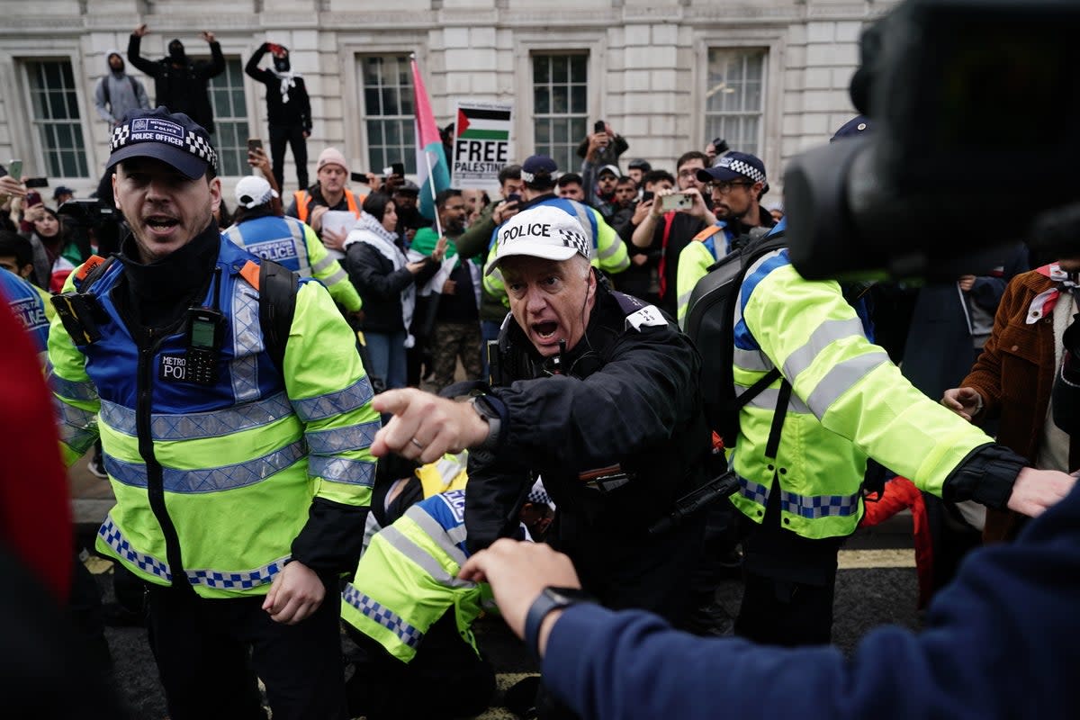 Police clash with farright protesters in Whitehall (PA)