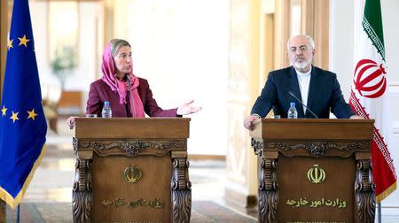 European Union foreign policy chief Federica Mogherini (L) attends a joint news conference with Iranâ€™s Foreign Minister Mohammad Javad Zarif in Tehran July 28, 2015. REUTERS/Raheb Homavandi/TIMA