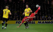 Britain Football Soccer - Watford v Liverpool - Premier League - Vicarage Road - 1/5/17 Liverpool's Emre Can scores their first goal Reuters / Toby Melville Livepic