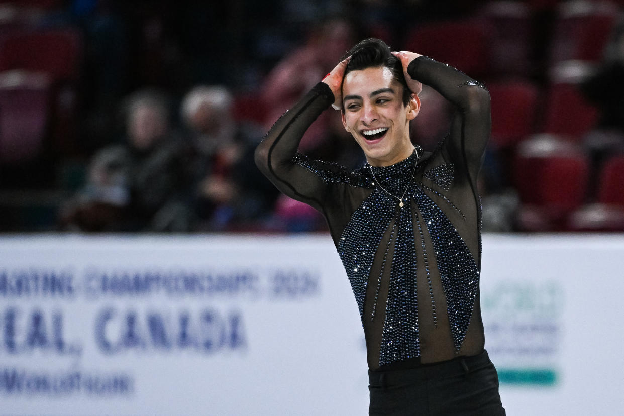 Donovan Carrillo durante su presentación en Bell Centre de Montreal durante el Campeonato Mundial. (David Kirouac/Icon Sportswire via Getty Images)