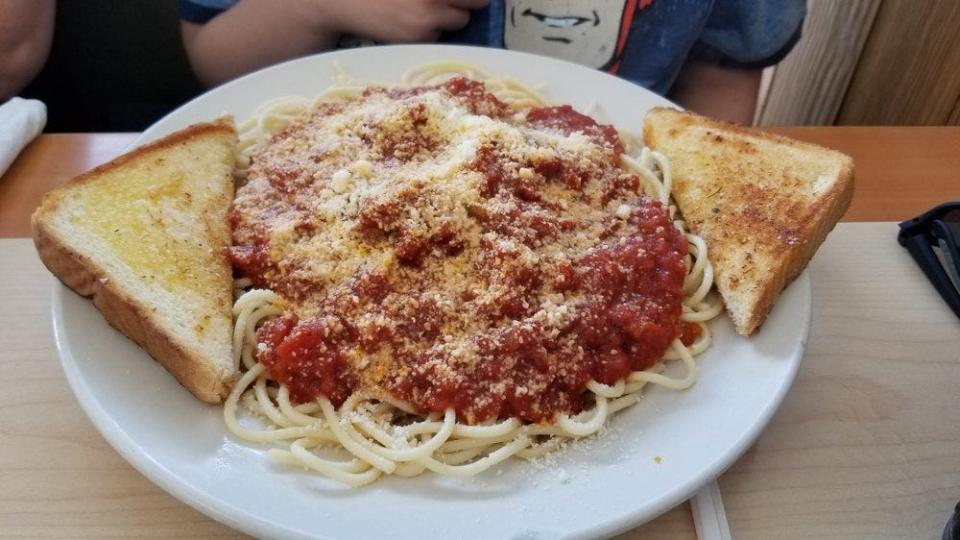 A plate of spaghetti at Lilly's Diner in Tulsa