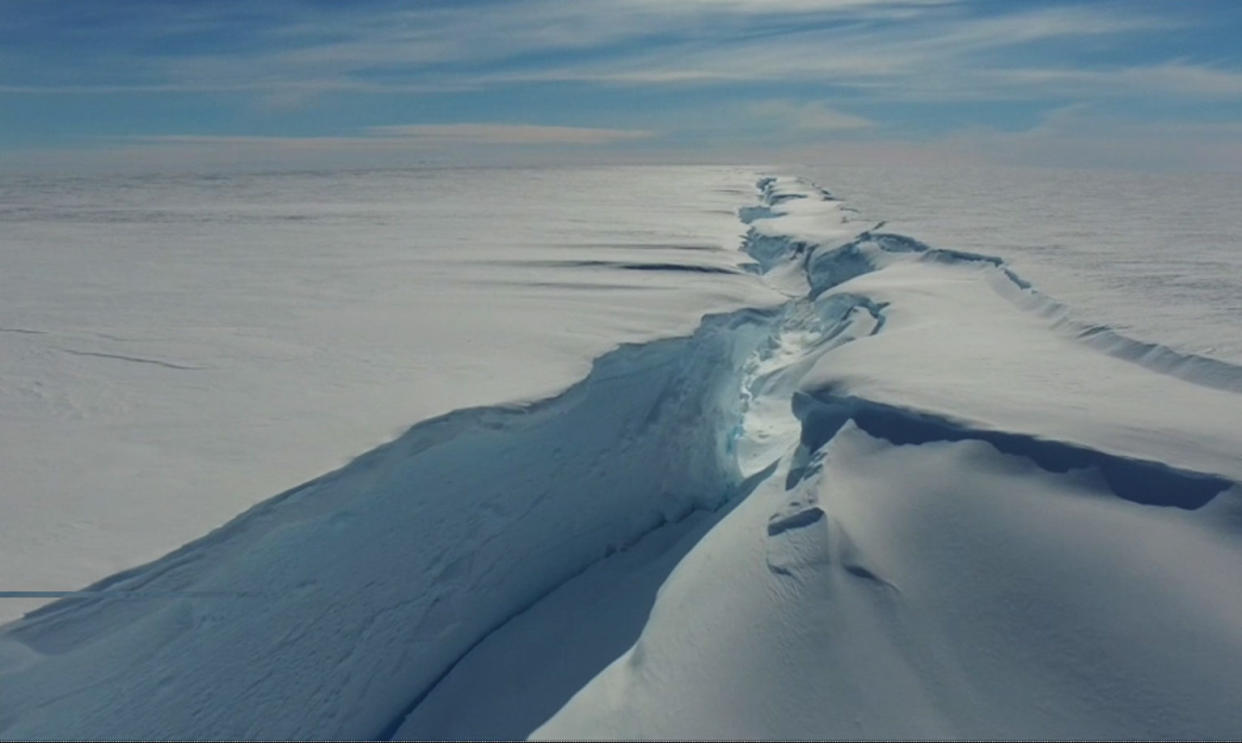 The Brunt Ice Shelf has calved a giant iceberg (BAS) 