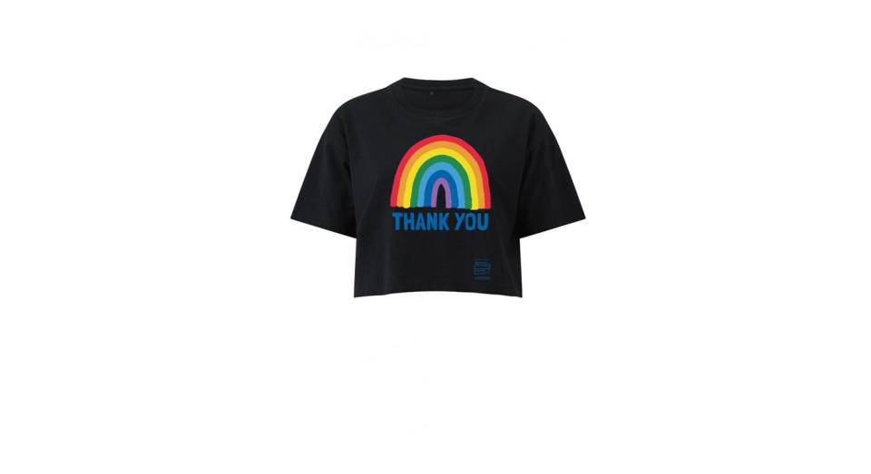 Rainbow Thank You NHS Women’s Black Rainbow Cropped LooseFit T-Shirt 