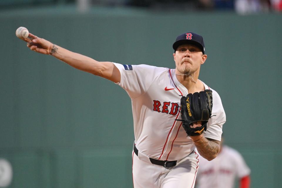 Tanner Houck delivers a pitch against the Cleveland Guardians at Fenway Park.