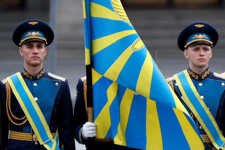 Guards await North Korean leader Kim Jong Un's arrival at the railway station in the Russian far-eastern city of Vladivostok, Russia, April 24, 2019. REUTERS/Shamil Zhumatov