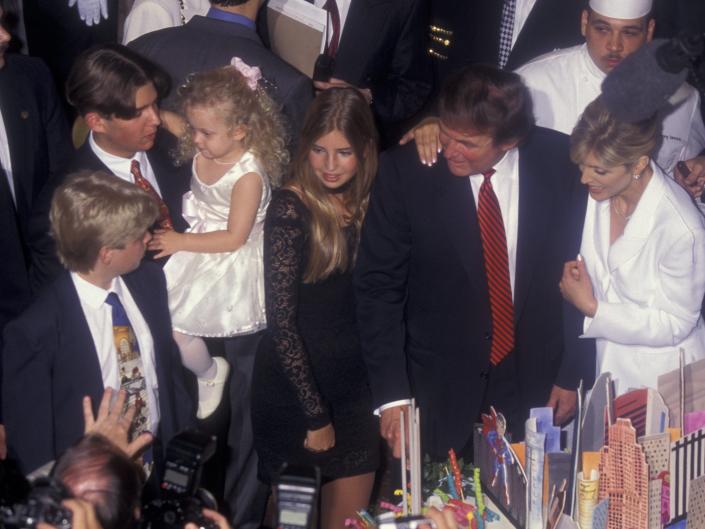 Don Jr. Eric, Ivanka, Tiffany, and Marla Maples celebrate Donald Trump's birthday.