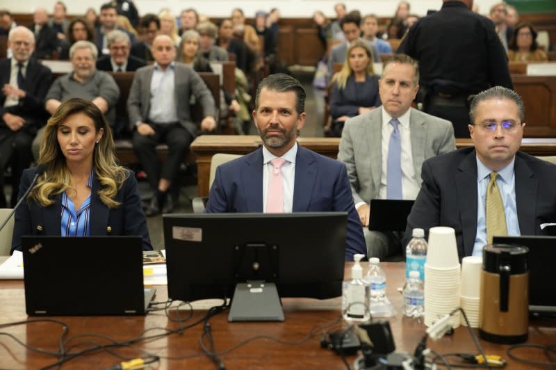 Donald Trump Jr. testifies in the fifth week of the civil fraud trial of his father, former President Donald Trump, that he had no knowledge of the Trump Organization's accounting practices, saying "I leave it to my CPAs." Pool Photo by Seth Wenig/UPI