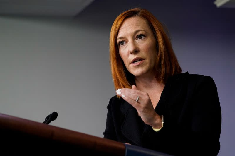 FILE PHOTO: White House Press Secretary Jen Psaki holds a press briefing at the White House in Washington