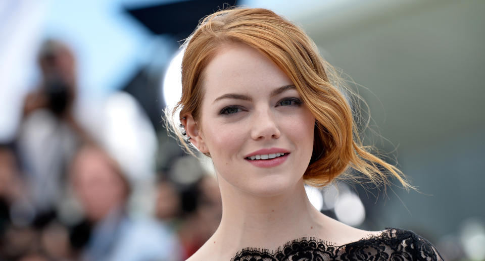 Emma Stone has jumped right on the H&M x Erdem bandwagon. (Photo: Getty Image)