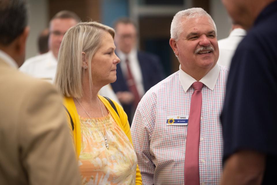 Topeka interim city manager Bill Cochran attends a public meet-and-greet with the finalists for the permanent city manager's position Aug. 30 with his wife, Kelley.