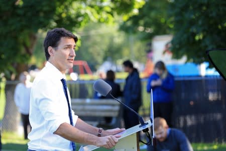 Canada's Prime Minister Justin Trudeau campaigns in Fredericton