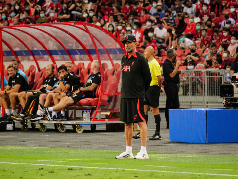 Liverpool manager Jurgen Klopp in the Standard Chartered Singapore Trophy pre-season match against Crystal Palace. (PHOTO: Jay Chan/Yahoo News Singapore)
