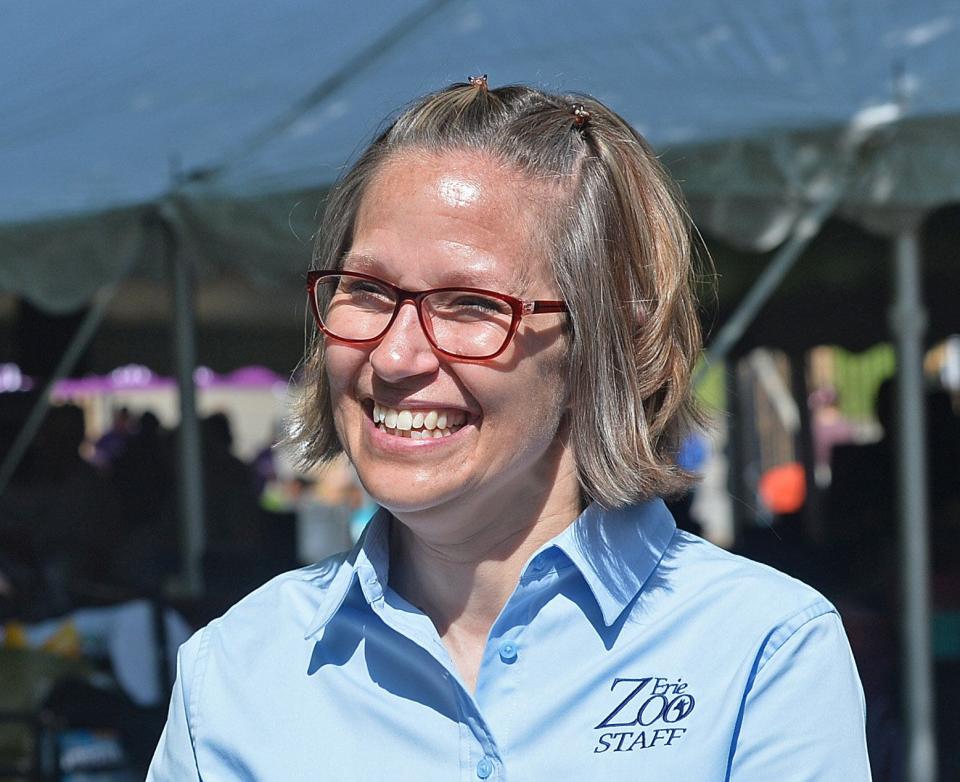 Melissa "Roo" Kojancie, who was announced Tuesday as the new CEO of the Erie Zoo, is shown in this 2022 file photo at an event celebrating re-opening of the renovated Main Zoo Building at the Erie Zoo.