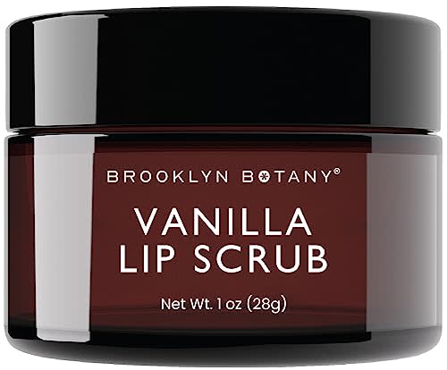 Brooklyn Botany Lip Scrub Exfoliator 1 oz – Lip Moisturizer for Dry Lips and Chapped Lips – Gentle Lip Exfoliator for Smooth and Brighter Lips – Vanilla Flavor