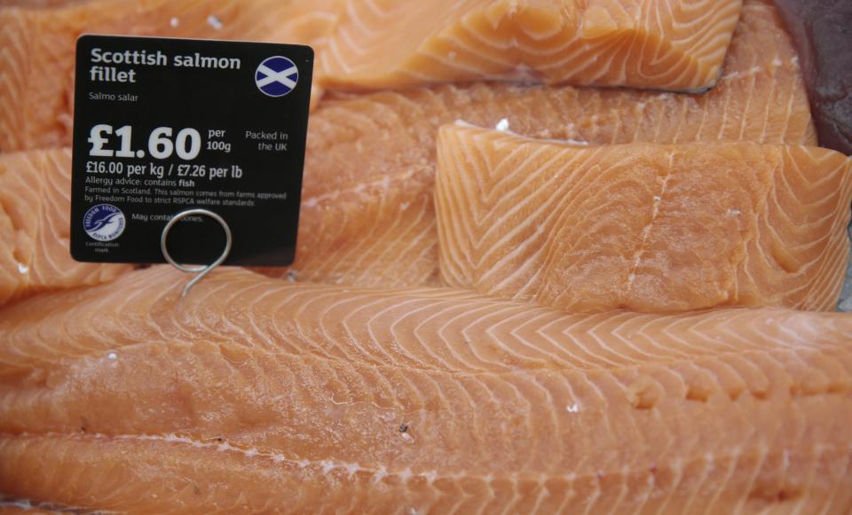 Scottish salmon on display a Sainsbury’s store (REUTERS/Suzanne Plunkett)