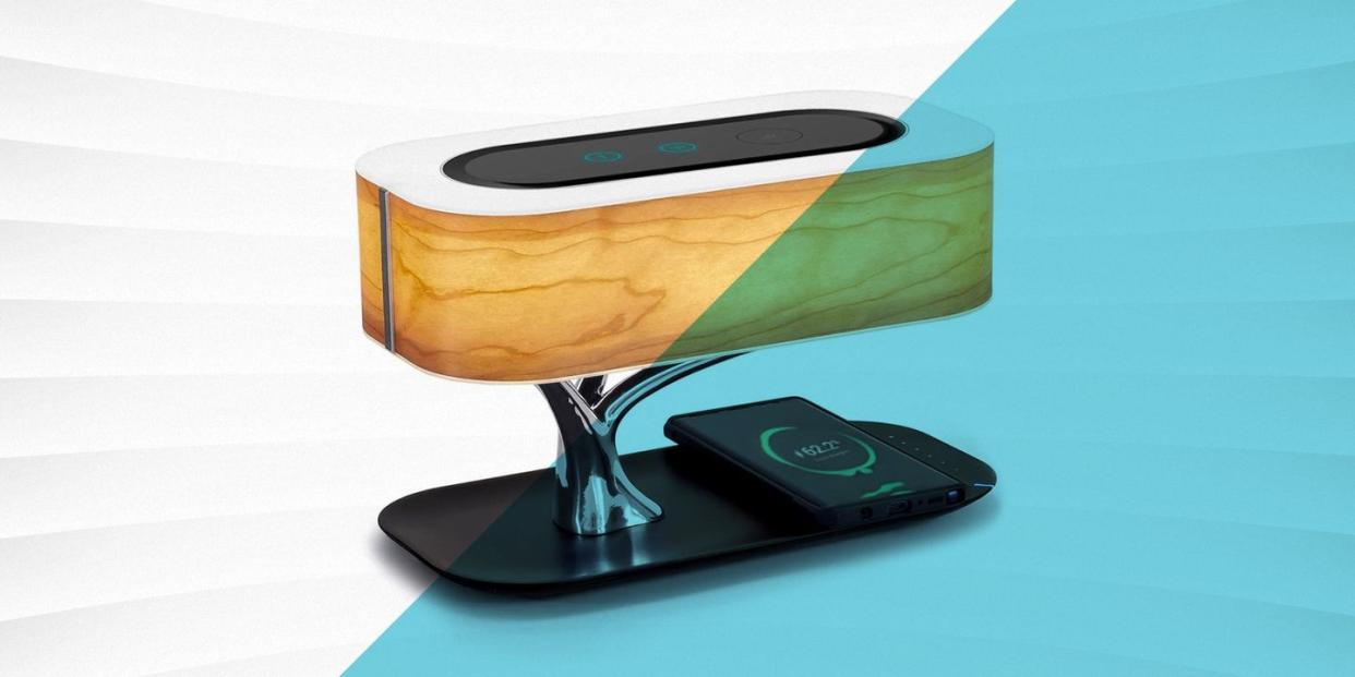 bedside lamp with bluetooth speaker and wireless charger