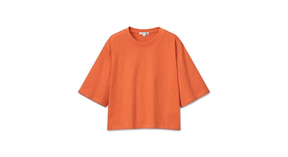 JW ANDERSON COTTON BLANKET STITCHED HALF SLEEVED T-SHIRT