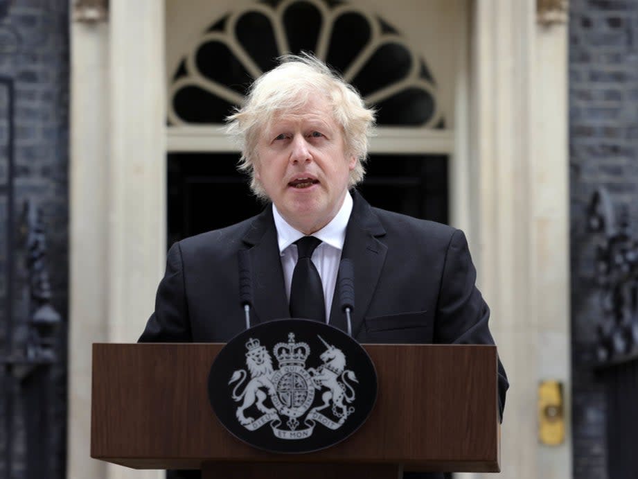 Boris Johnson making a statement on the death of the Duke of Edinburgh (No 10 Downing Street / BEEM)