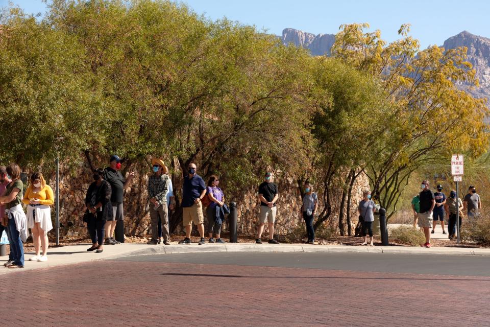 Early voting lines at Oro Valley Public Library in Tucson Arizona on October 30, 2020.