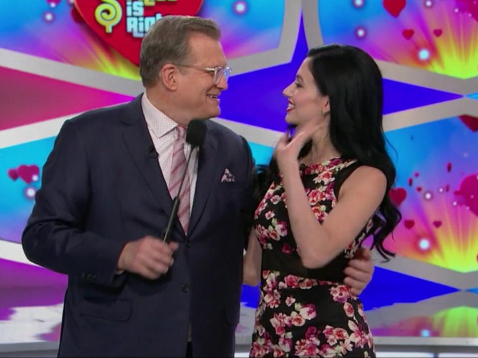 Drew Carey introduces Amie Harwick as his fiancee on the set of ‘The Price is Right’ in 2018 (CBS)