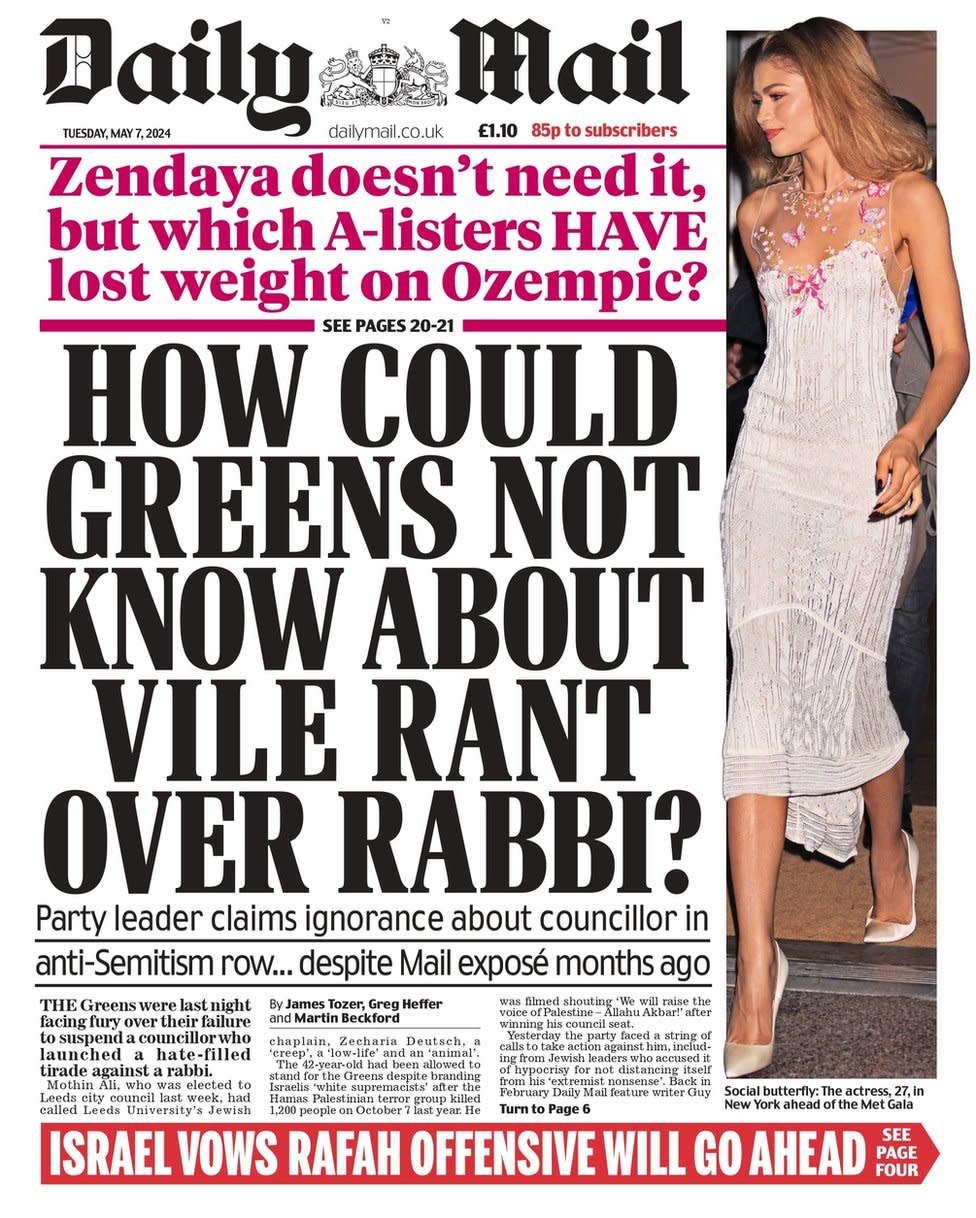 The Daily Mail front page
