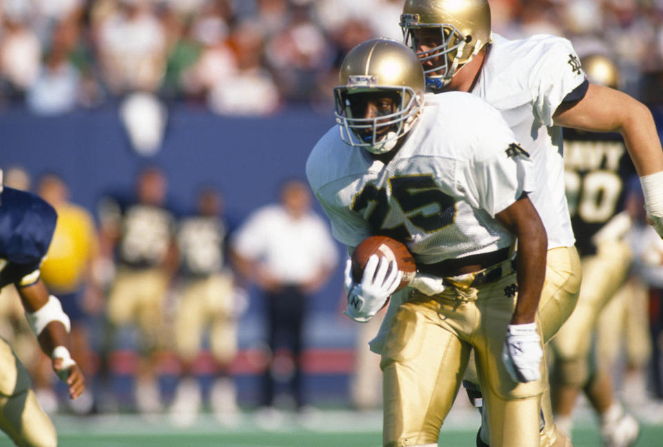 Raghib “Rocket” Ismail helped Notre Dame win a national title in 1988 and almost won a Heisman in 1990. (Getty)