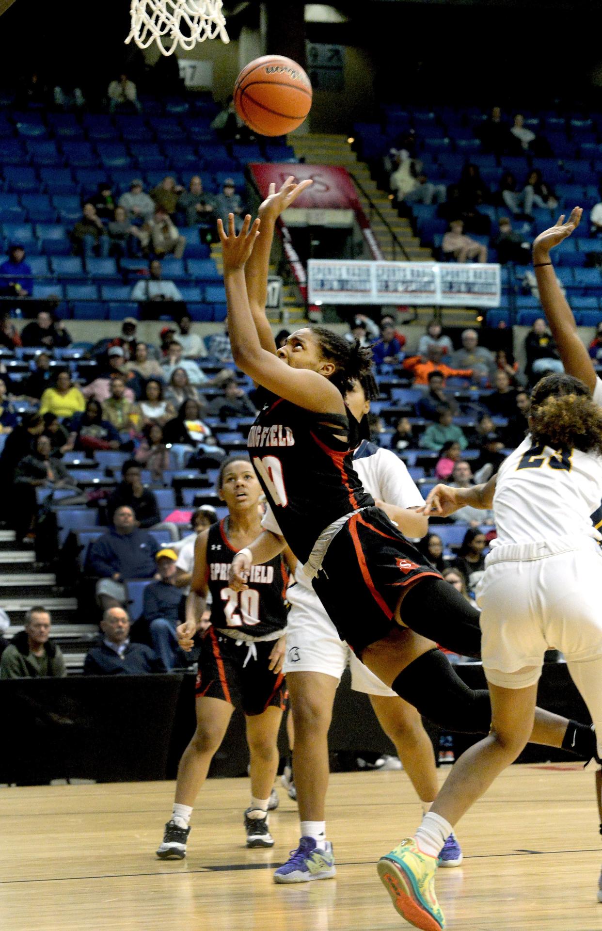 Springfield High School's Ariana Williams shoots against Southeast during the City Tournament on Saturday, Jan. 28, 2023.