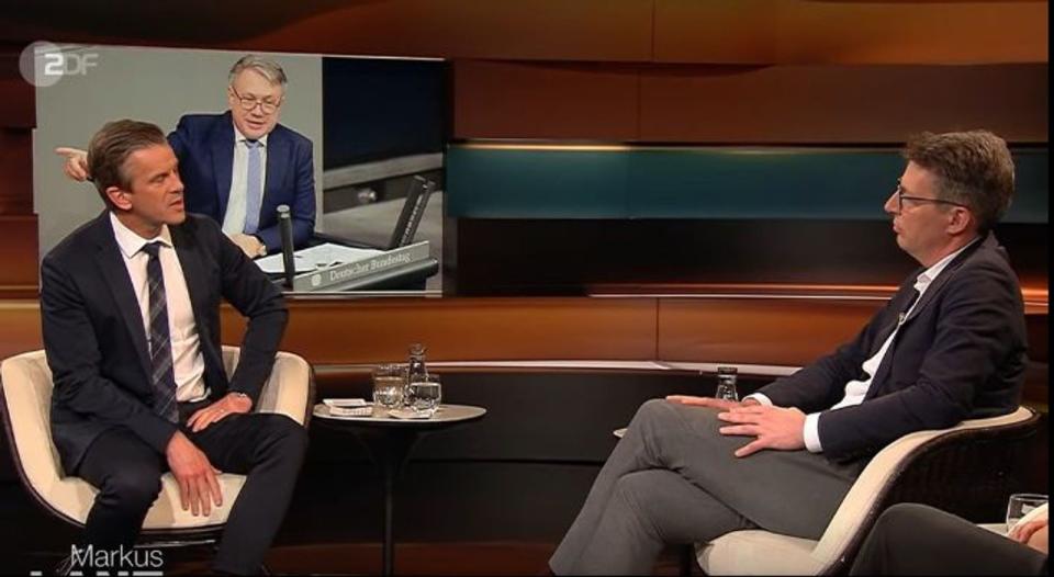 Markus Lanz (links),CSU-Generalsekretär Markus Blume (Bild: ZDF)