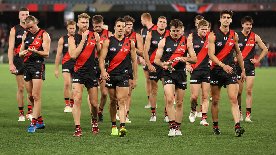 The Bombers' AFL finals hopes took a telling blow when they were thumped by Fremantle last weekend. (Photo by Robert Cianflone/Getty Images)