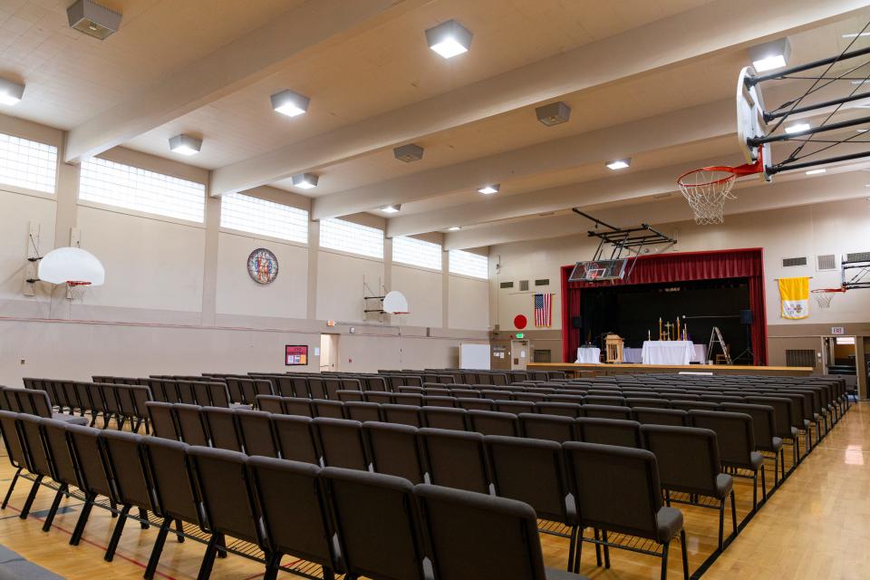 St. Joseph Catholic Church has been holding all its services in the St. Joseph School gymnasium since October.