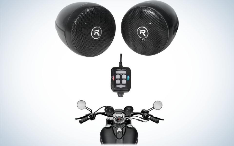 Rockville RockNRide are the best handlebar motorcycle speakers.