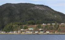 The Haisla community of Kitimaat Village is seen from the waters of the Kitimat Arm of the Douglas Channel, in northern British Columbia near to where Enbridge Inc plans to build its Northern Gateway pipeline terminal facility April 13, 2014. REUTERS/Julie Gordon