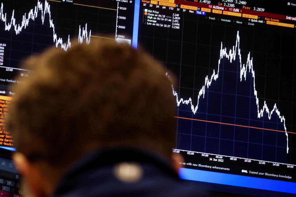 A trader works on the floor of the New York Stock Exchange (NYSE) in New York City, U.S., June 16, 2022.  REUTERS/Brendan McDermid